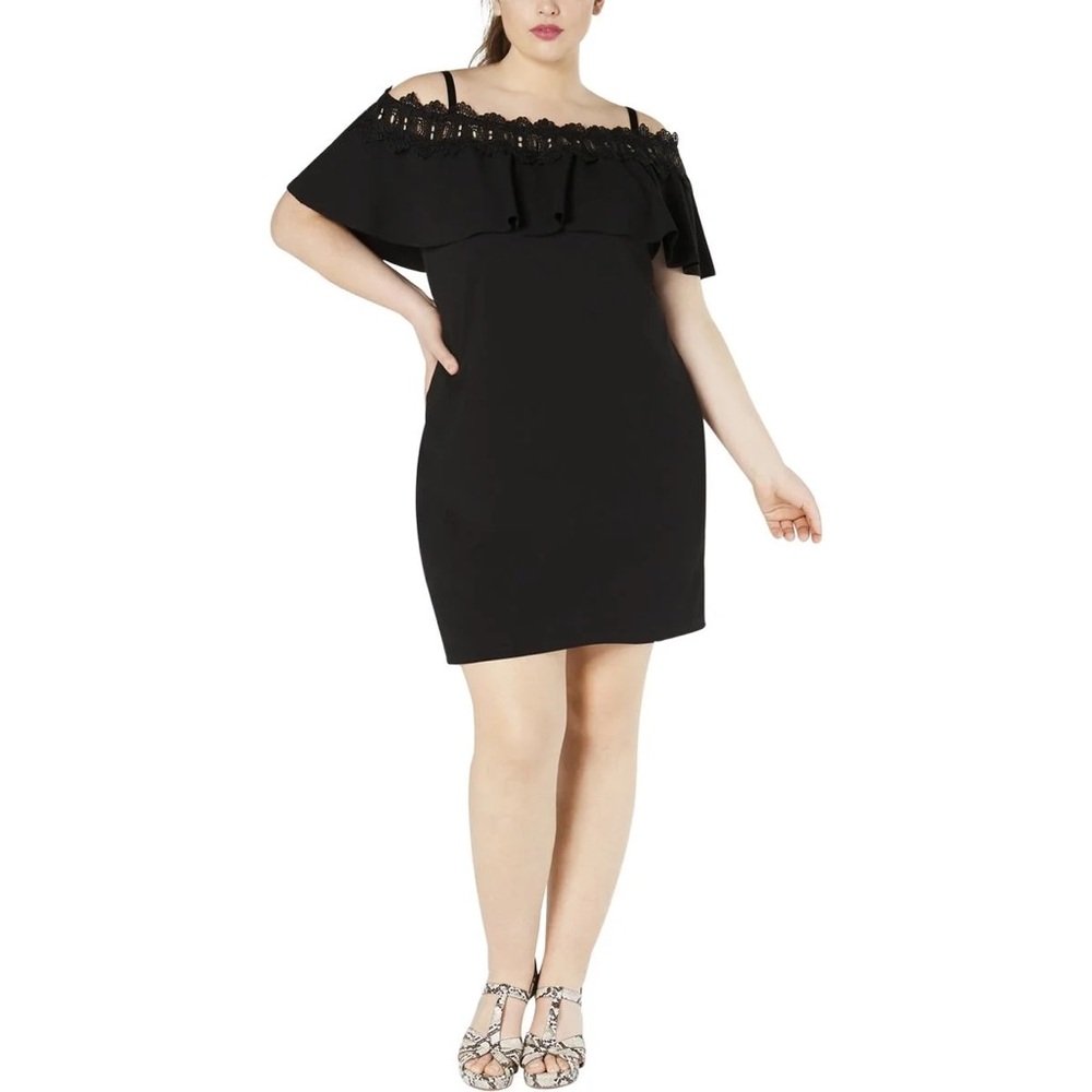 New BCX Black Dress Off Shoulder Sheath Plus Size 1X